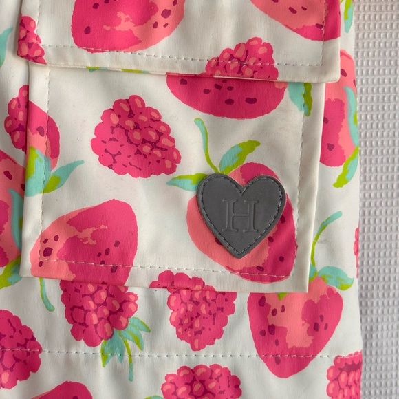 Hatley Strawberry Print‎ Hooded Girls Size 3 Raincoat Jacket - Picture 3 of 9